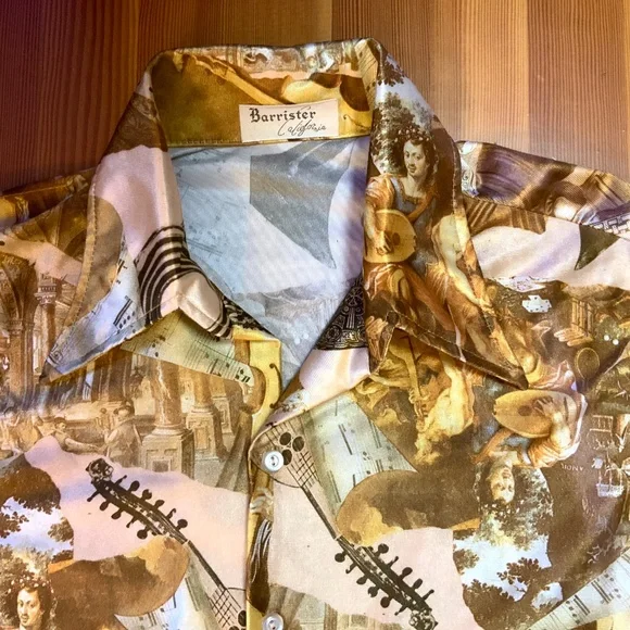 Sheeny '70s Disco shirt with Musicians in an Antique style. - Picture 2 of 4